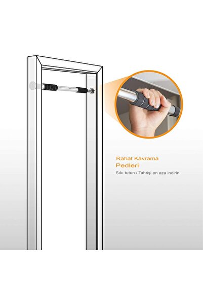 Tisul 63-100CM Krom Kapı Barı Koridor Barfiksi Barfix Spor Aleti Demiri Barfiks Çubuğu