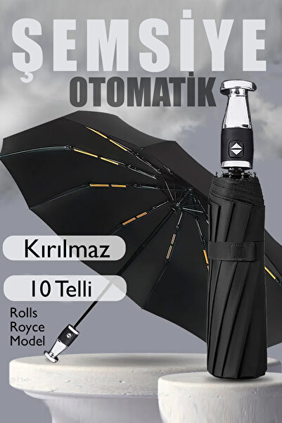 FİTHOME Tam Otomatik Roll Royce Model Şemsiye 10 Fiber Tel Rüzgarda Kırılmaz ...