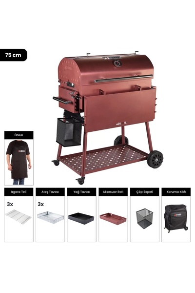 IGRILL Barbekü Elite 740 mm Kömürlü Mangal (Kırmızı)