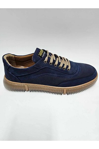 Luis Figo Genuine Leather Number 38-39 Lace-Up Navy Blue Men's Shoes