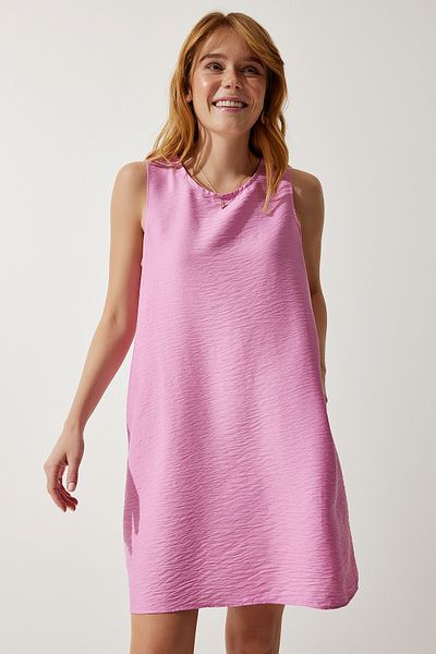 Lovelyİstanbul Rochie clopot din viscoză, fără mâneci, roz deschis - LJH0001