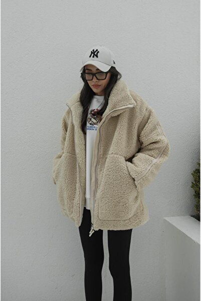 Havoş Přední kabát Béžový Teddy na zip