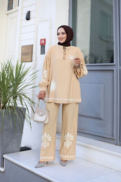 Wovi Moda Hijab Suit Γυναικεία - Λεπτομέρεια εκτύπωσης περιγράμματος
