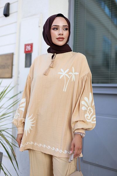 Wovi Moda Hijab Suit Γυναικεία - Λεπτομέρεια εκτύπωσης περιγράμματος