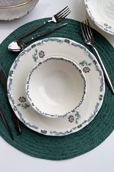 porselenden Old Town 12 Parça 4 Kişilik Premium Porselen Yemek Takımı Çiçek Desenli