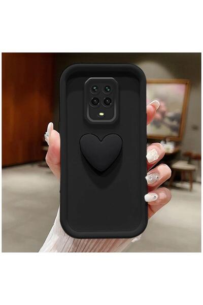 Pro Aksesuar Xiaomi Redmi Note 9 Pro Uyumlu Kılıf 3D Kalbim Silikon Kılıf Siyah