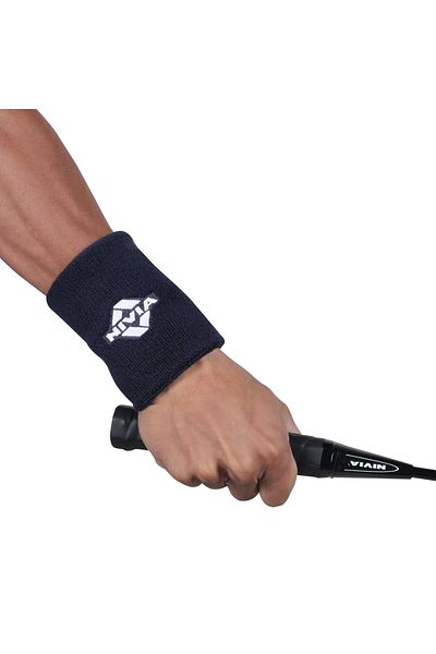 Nivia Wrist Band WB01 for Men & Women (Large, Navy) | Material - Cotton | Sweatband for Wrist