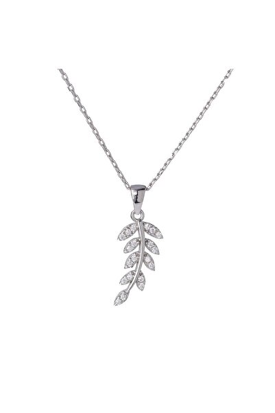 NAGISS Zeytin Dalı Model Zirkon Taşlı 925 Ayar Gümüş Kadın Kolye