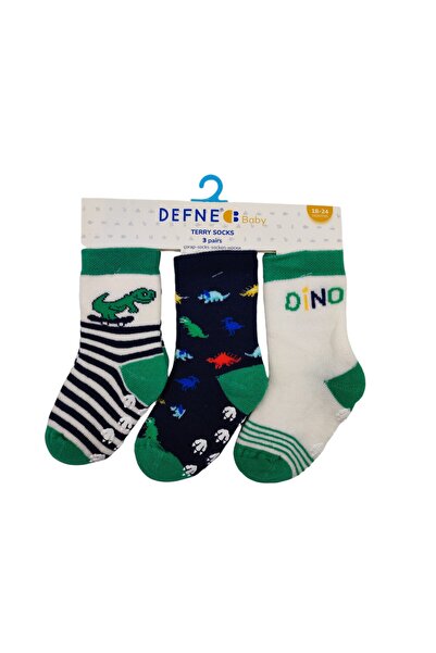 Defne Baby 3 Çift Havlu Pamuklu Kışlık Dinazor Desenli Erkek Çocuk Ve Bebek S...