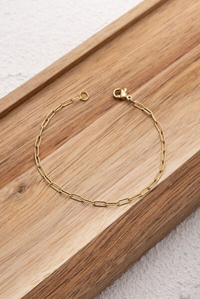 ByFlorya Jewelry Çelik Ataç Oval Halka Zincir Bileklik Günlük Kullanıma Uygun Kararmaz Kablo Zincir 2mm 17cm+4cm&21cm