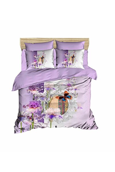 Fabeteks Iris Lily Flower Mirrored 3D Digital Double Duvet Cover Set
