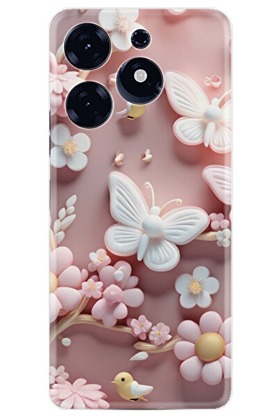 TECNO Spark 10 Pro Kılıf Boutique Baskılı Resimli Pembe Kelebekler Pcode -088