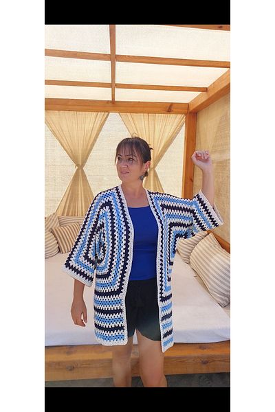lupi Altigen Long Hand Knitted Cardigan - Motifed and Tiğ Work Cardigan