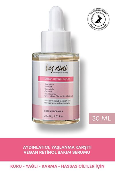 By Nini Yaşlanma Karşıtı, Aydınlatıcı, Retinol Serum Alternatifi Bakuchiol Se...