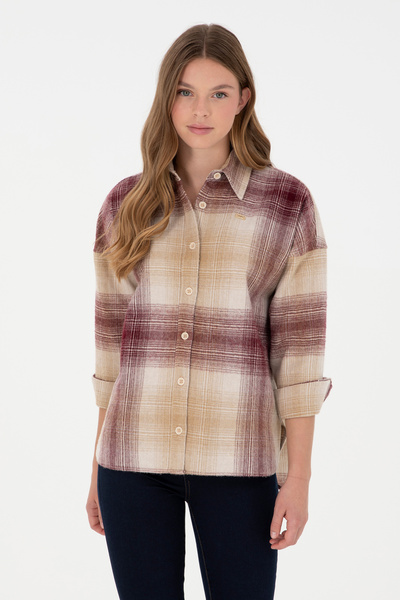U.S. Polo Assn. Kadın Bordo Uzun Kollu Gömlek 50297439-VR014