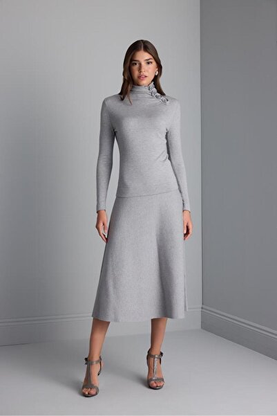 JOIN US Kloş Midi Triko Etek