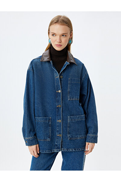 Koton Γυναικείο Μπουφάν Dark Indigo - 5WAL50022MD