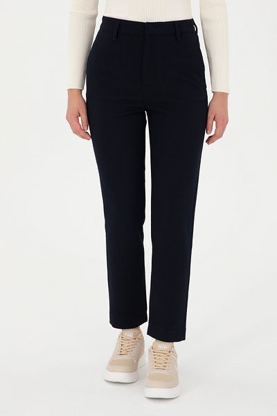 U.S. Polo Assn. Women's Navy Blue Carrot Hight Waist Fit Canvas Trousers 50298544-Vr033