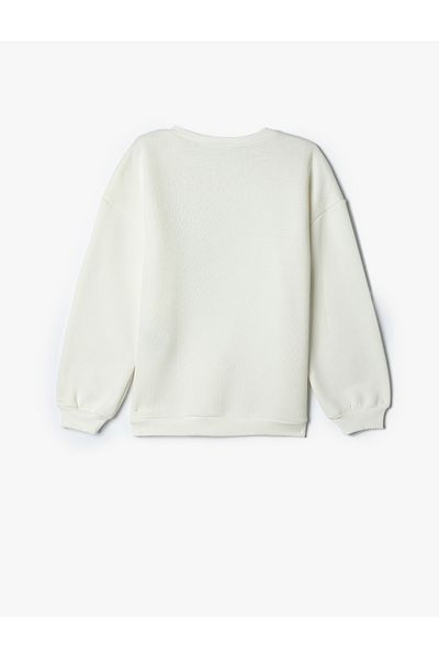 Koton Ataturk Printed Sequined Long Sleeve Sweatshirt