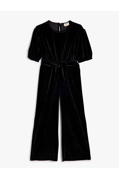 Koton Overall aus Samt mit Ballonärmeln – spanisches Bein und Taille mit Gürtel