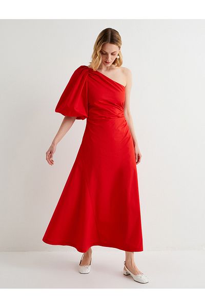 Koton One-Shoulder-Midikleid mit Ballonärmeln