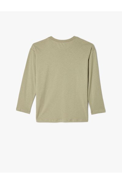 Koton Tricou oversize cu mânecă lungă din bumbac - imprimat cowboy, decolteu