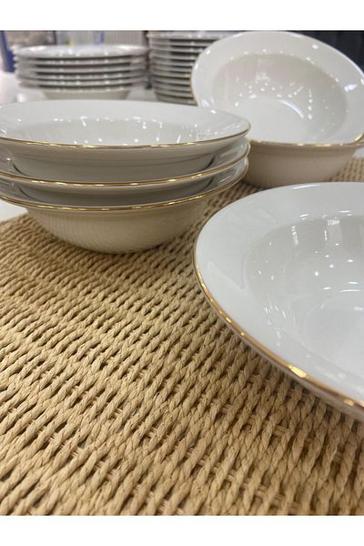Eren Çini Seramiği 15 cm Gold Gilded 6 Pieces Soup Bowls