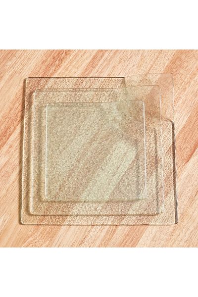 Home Box Destan 3-Piece Fold Detail Glass Tray Set