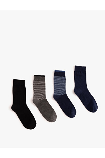 Koton Sock Set of 4 Cotton Blend with Stripe Detail