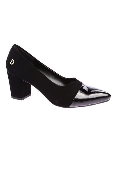 DGN Pointed Toe Heeled Shoes Black Velvet 7132328