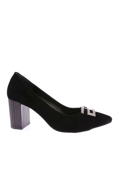 DGN Pantofi clasici cu toc de damă din piele intoarsa neagra 312621