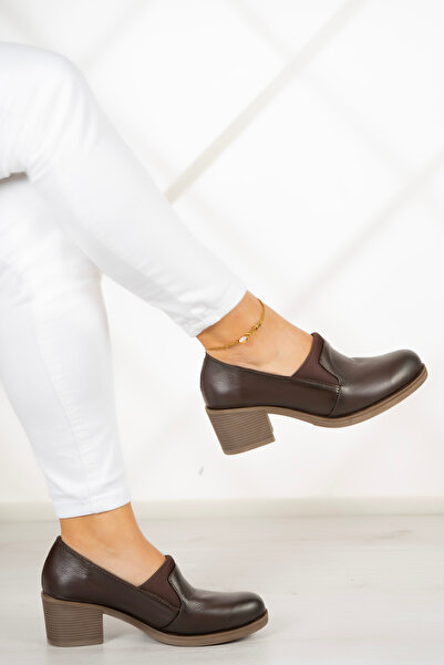 Erkan Saçmacı Alizee Коричнева натуральна шкіра - Повсякденне взуття на підборах