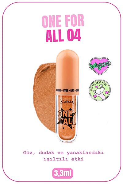 Callista One For All Eyes & Lips & Cheeks Işıltılı Likit Göz farı - 04 Rich P...