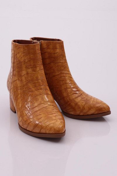 DGN Γυναικείες μπότες με μυτερό τακούνι Tan Crocodile 291918212674