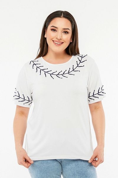 aytemas Embroidery Detailed Collar and Sleeve Design Blouse