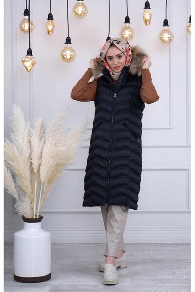 Womania Black Wavy Vest Vest - 18250 Model