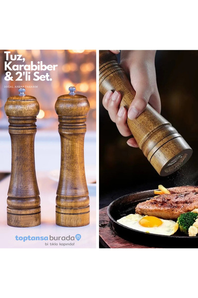 Bosile مطحنة توابل خشبية طبيعية 2 قطعة 22 سم عالية الجودة من الفلفل الأسود وا...