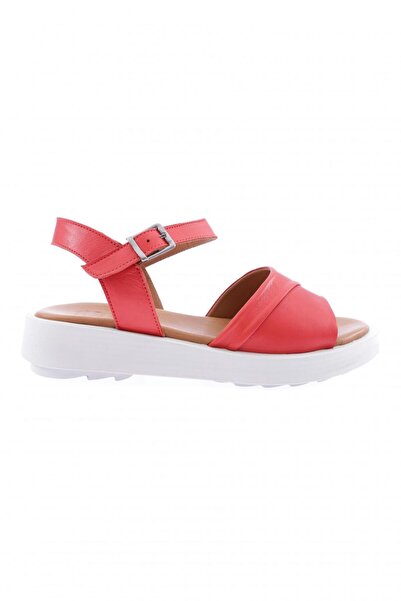 DGN Women's Ankle Belt Strap Zenne Sandals Red Genuine Leather 86632110