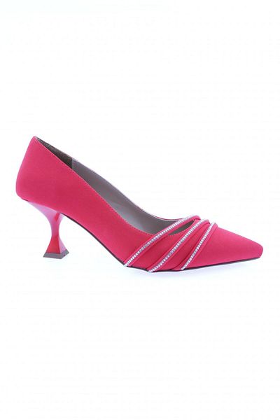 DGN Pantofi cu toc pentru femei, argintiu, cu vârf ascuțit, roșu Scuba 43262821