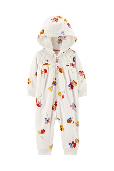 Carter's Baby Girl Hooded Jumpsuit Patterned