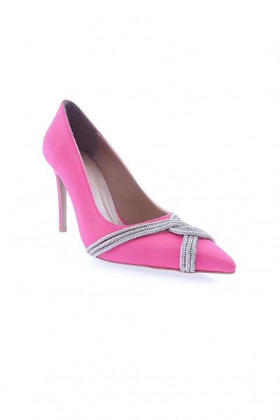 DGN Pantofi de damă cu vârf ascuțit, decoltat, cu frânghie de piatră, fucsia lycra 110253327