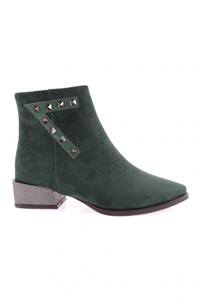 DGN Pm161-k0020 Pointed Toe Side Trocled Short Heel Women's Boots