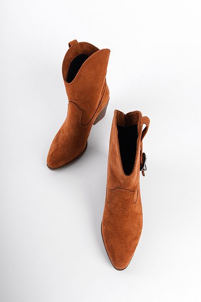 Capone Outfitters Γυναικείες Suede Cowboy Boots - Σχεδίαση με έλξη