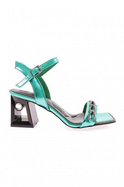 DGN 617-23Y Women's Silver Stone Banded Heeled Sandals