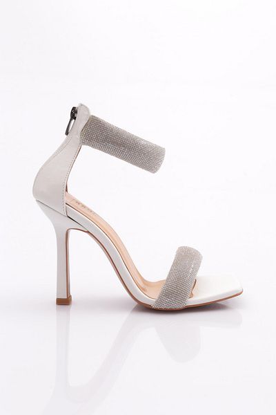 DGN 8044 Sandale cu toc pentru femei Silver Stone