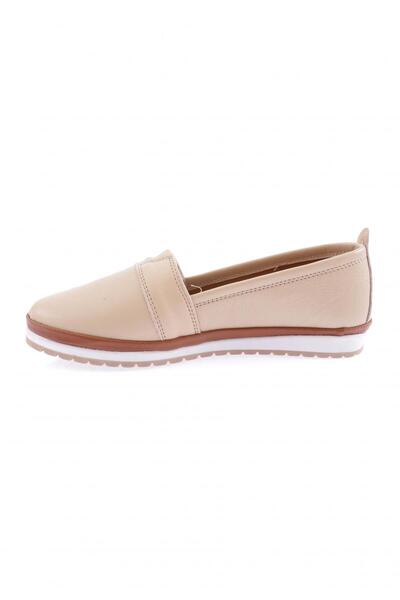 DGN Women's V-Buckle Comfort Shoes - Flat Side Cream Leather