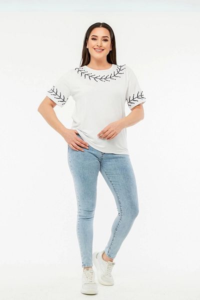 aytemas Embroidery Detailed Collar and Sleeve Design Blouse
