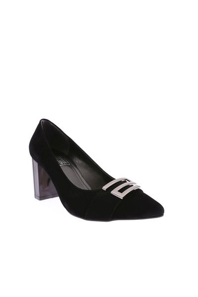 DGN Pantofi clasici cu toc de damă din piele intoarsa neagra 312621