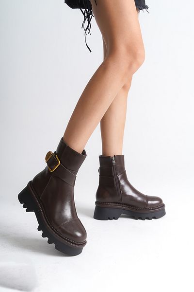 Capone Outfitters Metal Buckle Side Zipper Trak Sole Women's Long Boots