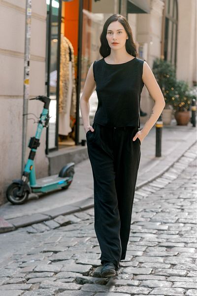 Mothermood Newlinen Casual Comfortable Sleeveless Bottom Top Women's Set